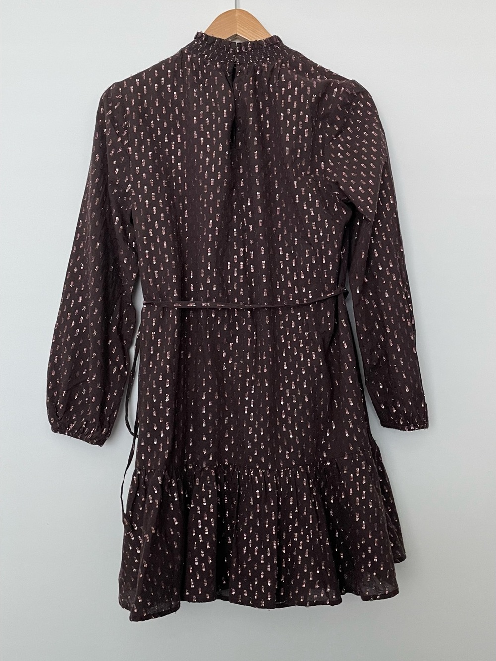 GAP  Brown Long Sleeve Mock neck Metallic Mini Dress